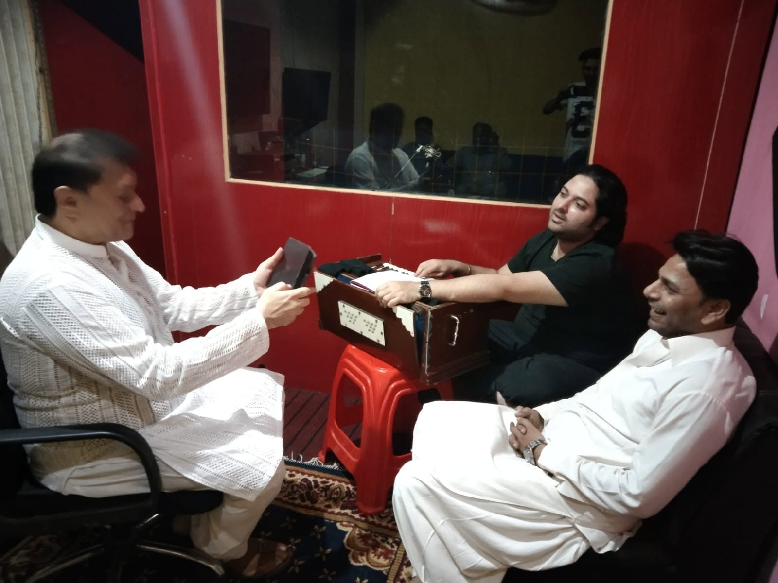 Recording discussion inside Akhtar Sahb Studio in Lahore